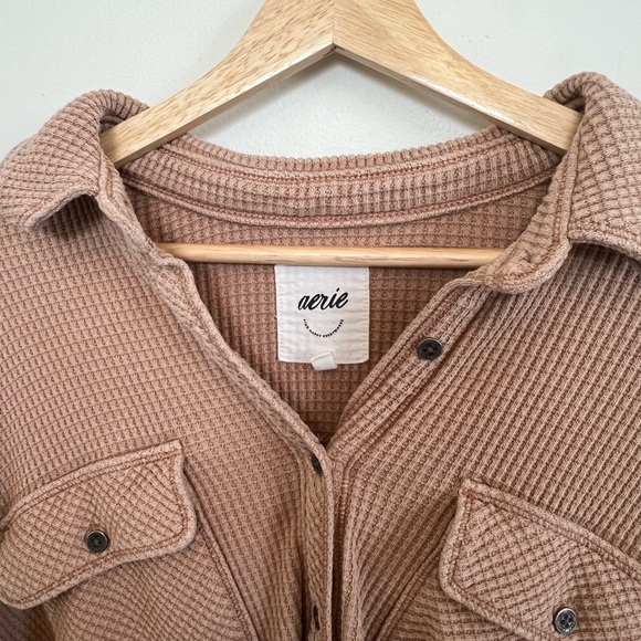 aerie Waffle-Knit Button Down Top - Picture 2 of 4